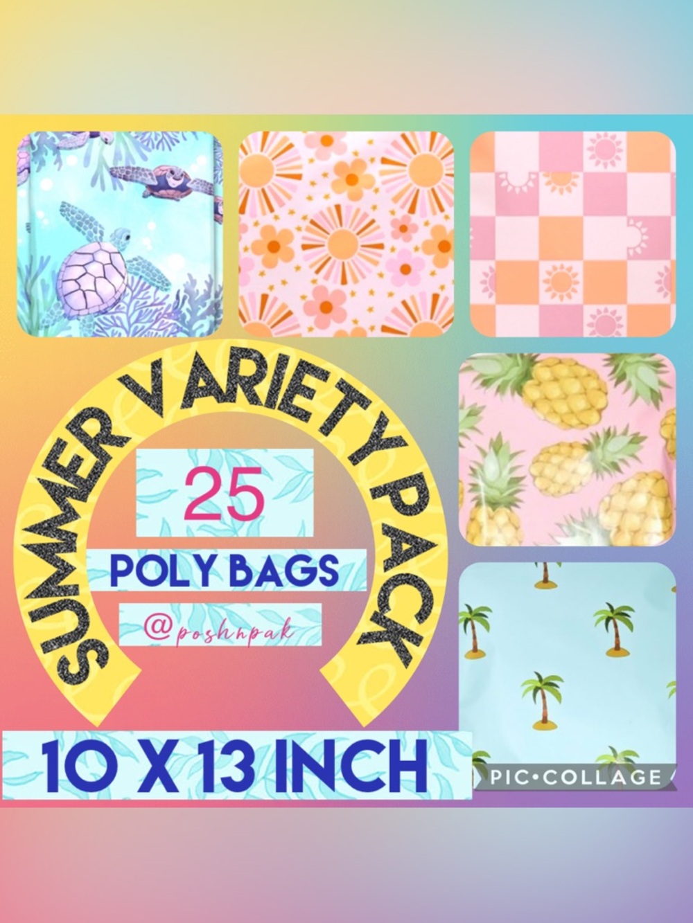 3 PACKS LEFT!🏖️ 25 PACK Summer Variety Poly Mailers 10 x 13 inch